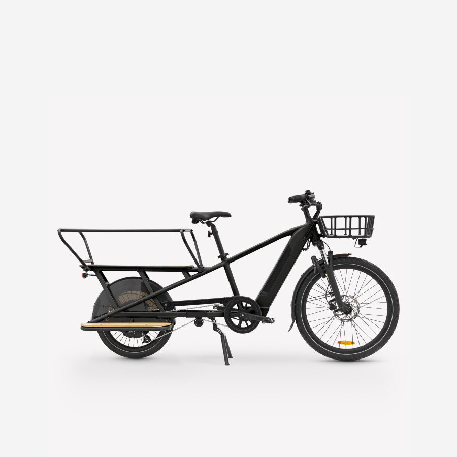 Vélo Cargo Longtail Electrique B'TWIN R500E Noir