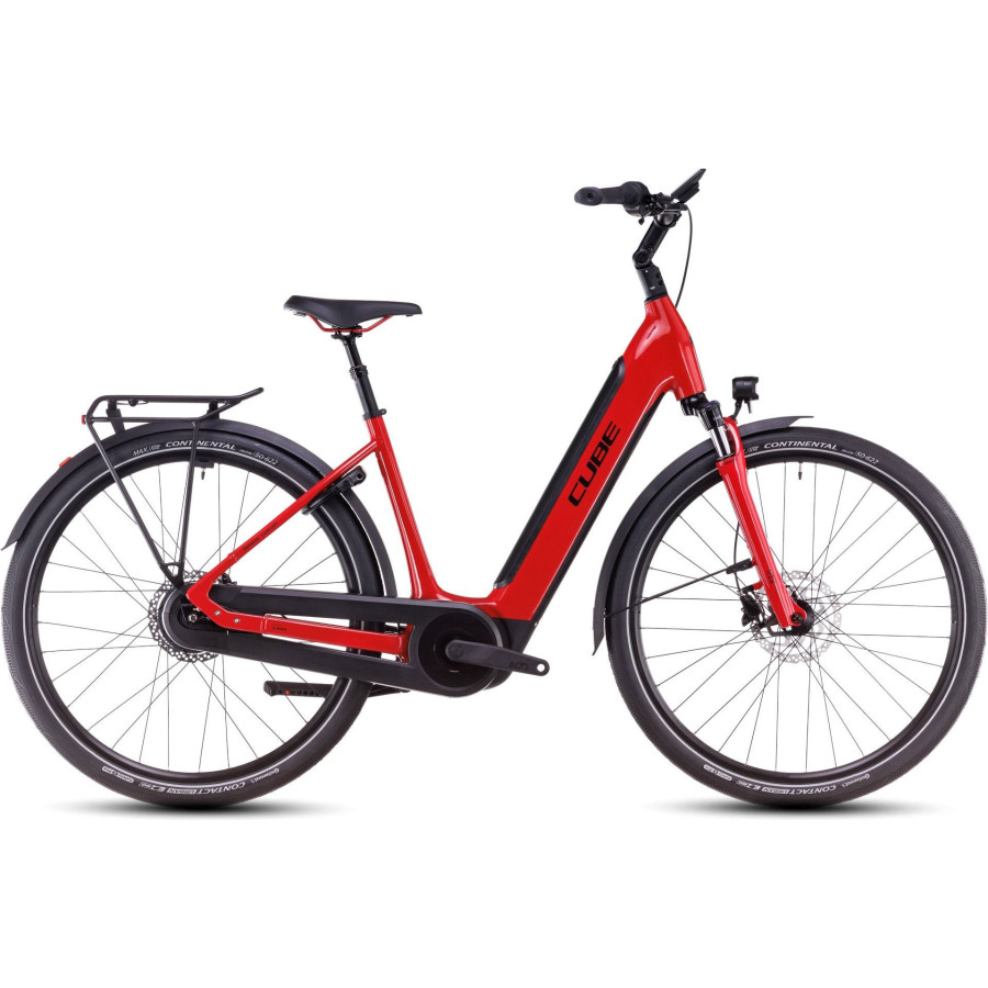 Vélo de Ville Electrique CUBE Supreme Hybrid Comfort Pro 500 Easy Entry Enviolo City Rouge 2025